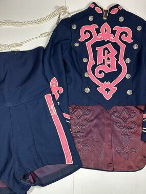 Vtg Marching Band / Dancing 2pc Uniform Costume Made, Jacket & Shorts Blue S ?!